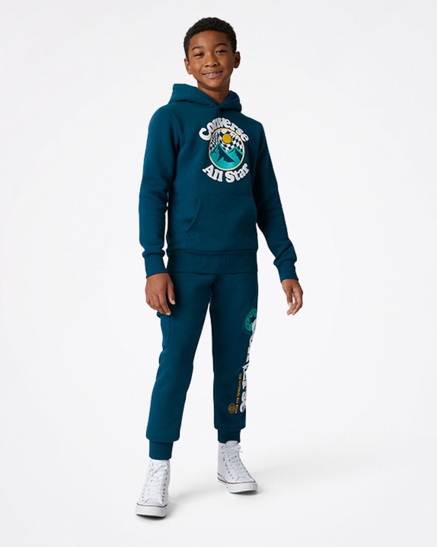 Mikiny S Kapucňou Converse Into The Wild Fleece Pullover Chlapcenske Modre | SK ECISY4